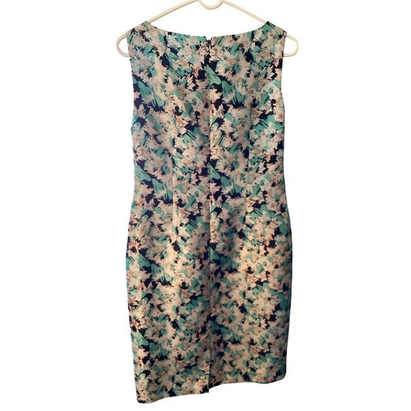 Black Label by Evan-Picone Womens Abstract Floral Sheath Dress Mint Peach Size 6 - Picture 2 of 4